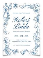 Wedding Invitation Card with Freesia Flowers Frame vector