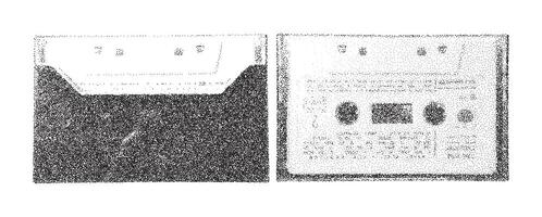 Risograph Print with Photocopy Effect Featuring Retro Tape Audio Cassettes vector