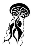 Jellyfish. Abstract drawing, silhouette, black on a white background. vector