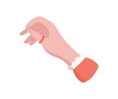 Female hand gesture icon. Flat graphic symbol of a hand character. Represents a sign of communication, human connection, and expression. Ideal for various projects, this isolated illustration serves vector