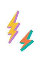 Bold geometric lightning icon. Abstract shape with playful elements. Contemporary design with shadows, y2k style, and brutalist influence. Ideal for modern graphic projects and vibrant aesthetics. vector