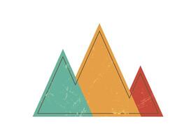 Bold geometric triangle icon. Abstract shape and figure with grunge texture. Modern element of brutalism, flat style, suitable for creative projects, digital art, and contemporary designs. vector