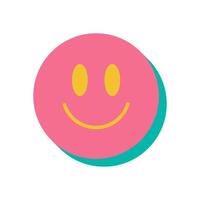 Brutalist smile icon. Abstract round shape with playful bubble element. Minimalist flat style showcases brutalism and y2k aesthetics. Perfect for modern graphics and contemporary art. vector