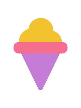 Brutalist ice cream cone icon. Abstract shape of a flat cone with a smooth top element. Y2K aesthetic, modern brutalism, versatile for playful designs and trendy applications. vector