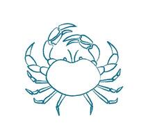 Crab silhouette in chalk style. Aquatic creature in a marine environment. Underwater scene, doodle format, suitable for summer projects or educational materials. vector