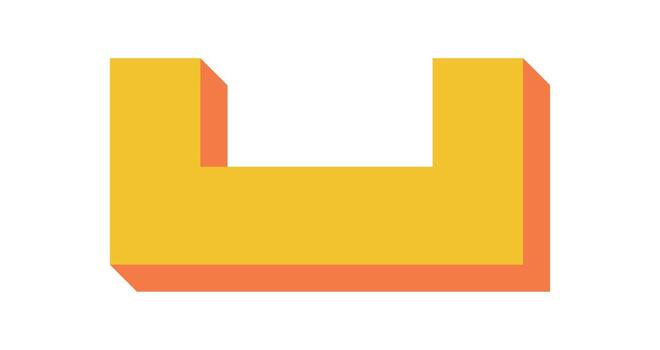 Bold abstract shape icon. Modern flat symbol with a minimal form. A geometric element with shadow, representing brutalism and y2k styles, suitable for contemporary graphic projects. vector