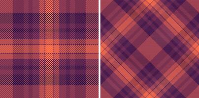 Stunning duo of seamless plaid patterns in rich terracotta and deep purple hues. vector