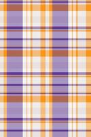 Filigree pattern check fabric, collage background textile. Neat tartan texture seamless plaid in orange and white colors. vector