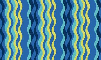 Vibrant wavy stripes in teal, blue, and yellow create a dynamic, retroinspired pattern perfect for textile design, website backgrounds, or playful branding. vector