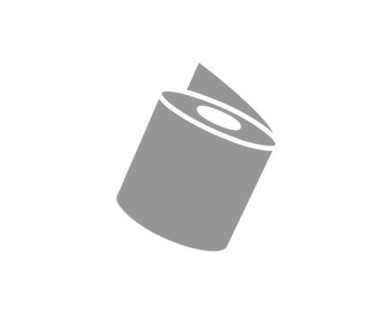 A minimalist grey icon depicting a roll of paper, subtly suggesting concepts like renewal, beginnings, or the unfolding of a story. vector