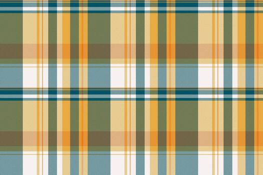 Canvas tartan pattern seamless, beautiful check fabric. Retro textile background texture plaid in cyan and amber colors. vector