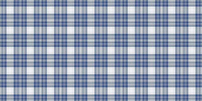 Classic blue and white gingham check pattern. Perfect for textile design, website backgrounds, or crafting projects. This seamless texture offers a clean, timeless aesthetic with subtle texture. vector