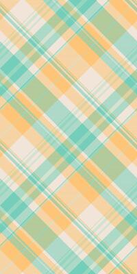 Vibrant diagonal plaid pattern in pastel orange and teal. Perfect for textile design, website backgrounds, or crafting projects. This cheerful, seamless texture evokes feelings of spring and summer.