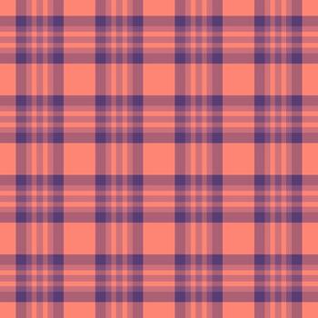 Elegant plaid pattern in coral and violet. Seamless tile for backgrounds, textiles, or digital designs. Versatile for traditional or modern applications. vector