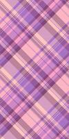 Cotton fabric textile pattern, micro check seamless tartan. Tailor plaid background texture in pink and violet colors. vector