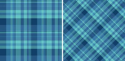 Classic plaid patterns in cool blues Seamless fabric textures offer versatility for design, backgrounds, or textiles. Stylish adaptable. vector