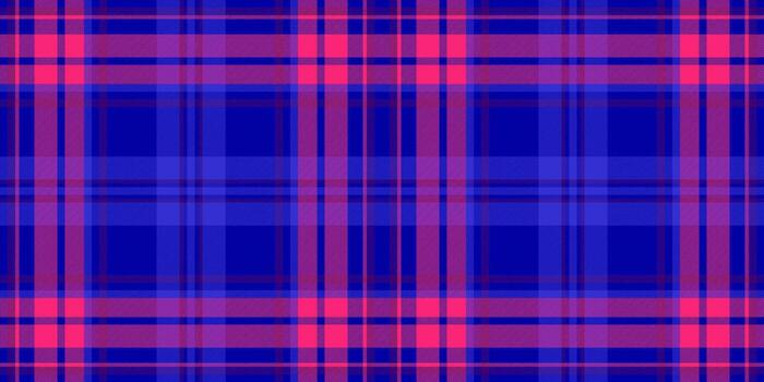 Vibrant blue and pink plaid pattern. Perfect for textile design, fashion, backgrounds, and web design. This repeating texture offers a bold, modern aesthetic, ideal for creating eyecatching visuals. vector