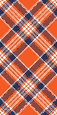 Knit pattern background, soft texture fabric plaid. Hunter textile tartan check seamless in orange and white colors.