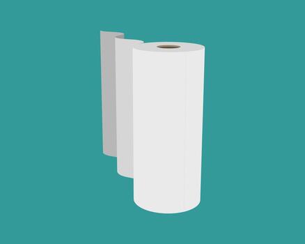 A clean, minimalist illustration of a roll of paper against a teal background. Perfect for concepts of cleanliness, simplicity, or new beginnings. vector