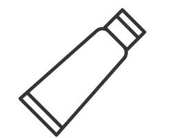 Minimalist line art icon of a tube. Symbolizes healthcare, hygiene, cosmetics, or industry. Versatile for websites, apps, and print. Clean, modern, and scalable graphic design. vector