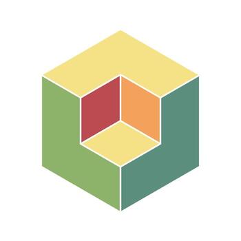 Abstract pastel cube graphic. Multicolored geometric design, perfect for presentations, websites, or branding. Represents concepts of structure, innovation, and growth. Modern, minimalist style. vector