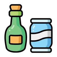 Green bottle and blue jar vector