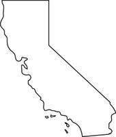 Outline map of the state of California in the USA vector