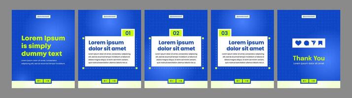 Editable social media carousel template with blue and white color theme vector