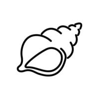 Elongated conch shell outline icon vector