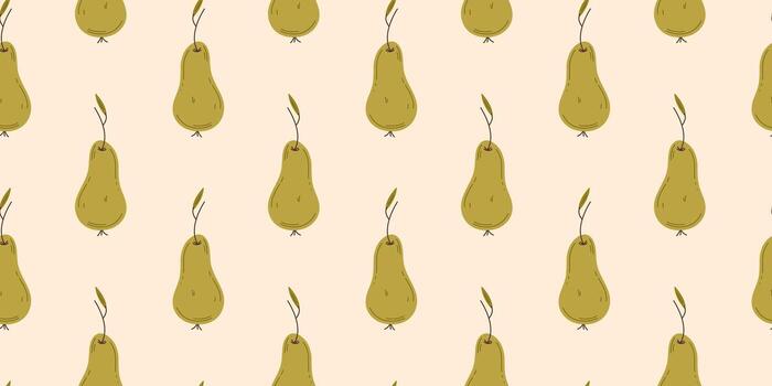 Pear seamless pattern on beige background. Simple illustration for background, banner, textile, print, fabric, textile. Food concept vector