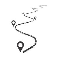 Route navigation path with location pins vector