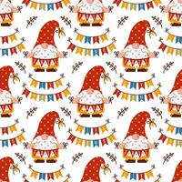Colorful gnome pattern with banners vector