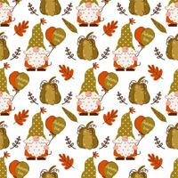Autumn gnomes with balloons and pumpkins vector