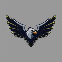 The majestic eagle head emblem with outstretched black and gold wings vector