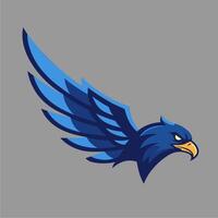 Fierce blue winged eagle head mascot emblem for team logo and corporate identity vector