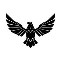 Geometric symmetrical black eagle symbol with outstretched angular wings vector