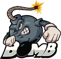 Cartoon bomb character with a fierce look vector