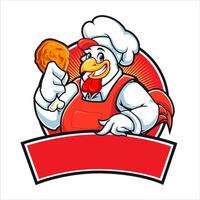 Cartoon chicken chef with drumstick vector