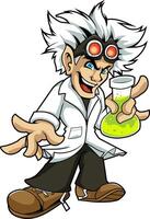 Cartoon scientist with a beaker vector