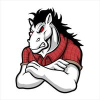 Cool Farm Horse Character in Lumberjack Style Shirt vector