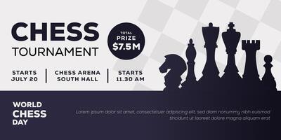 chess tournament horizontal banner to celebrate world chess day vector