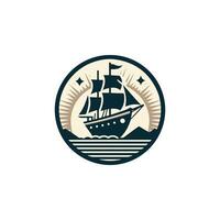 a vintage sailing ship logo vector