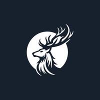 a deer head logo with a moon in the background vector