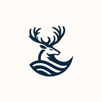 a deer head with waves on it vector