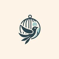bird in cage logo design vector