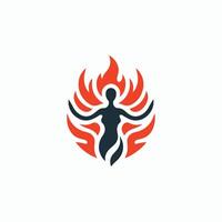 a woman with flames on her body logo vector