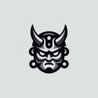 a black and white logo for a japanese demon vector