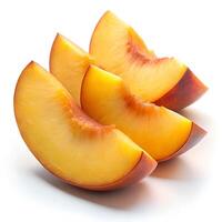 Peach Slices Isolated on White Photo
