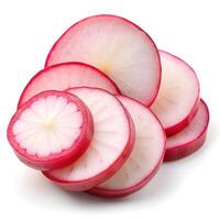 Radish Slices Isolated on White Photo