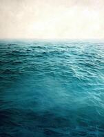 a painting of the ocean with a white sky photo